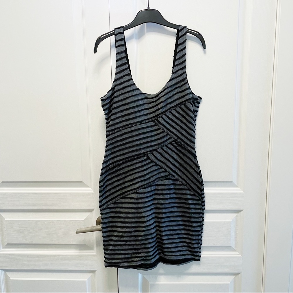 💗 URBAN OUTFITTERS SPARKLE & FADE Charcoal with Black Piping Bodycon Tank Dress